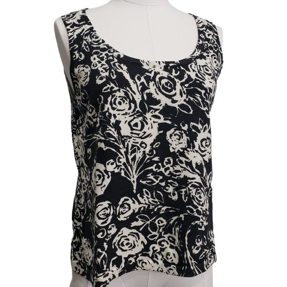 Jillian Jones Black & Cream Floral Print Silk Blend Twin Set, M - Picture 3 of 11